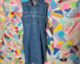 vintage 90s y2k dress  cotton cottage denim |S-M| Genuine Sonoma Company