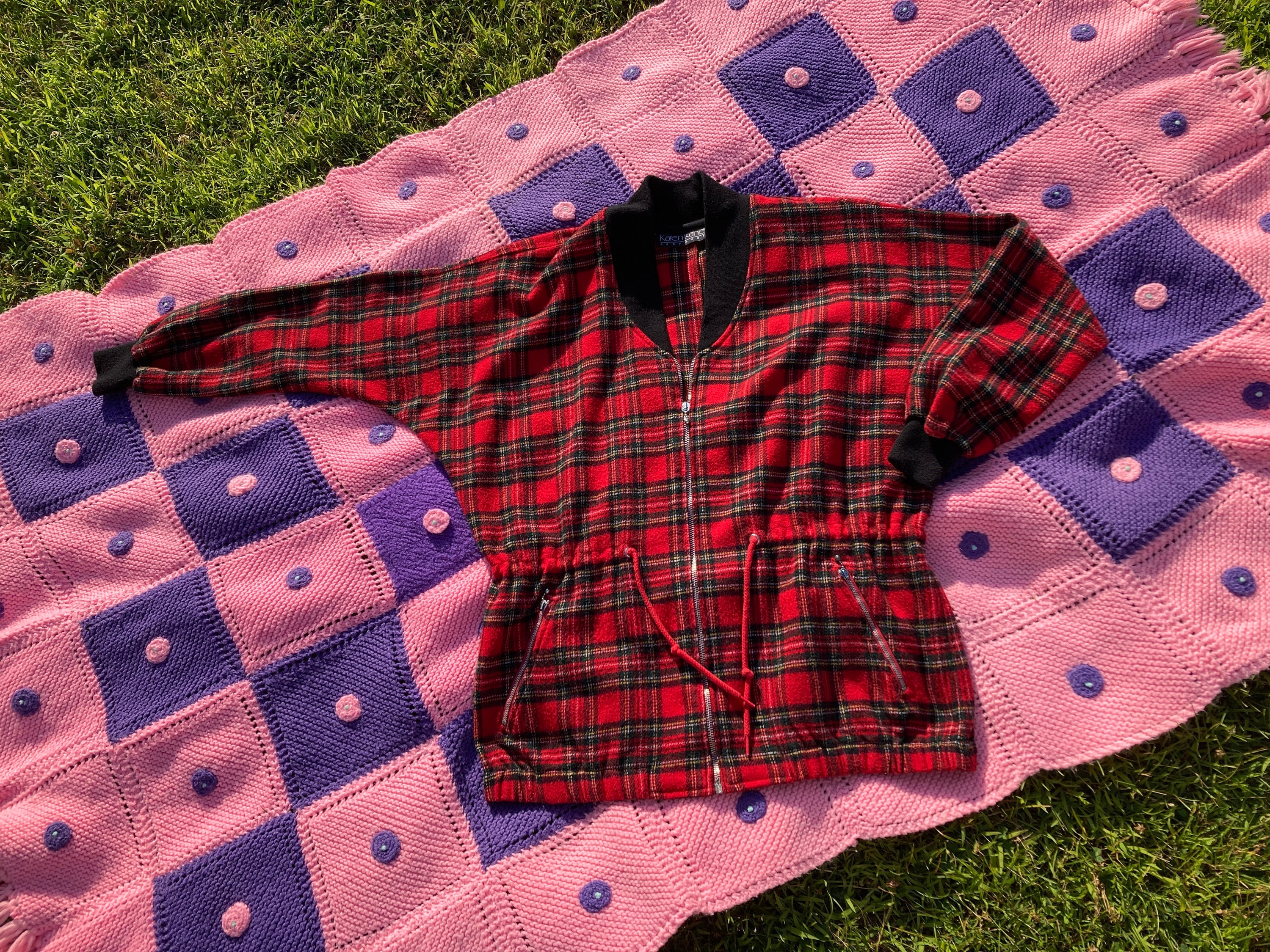 Vintage Plaid Jacket 90s | S-M | Grandma Jacket Red Black Green