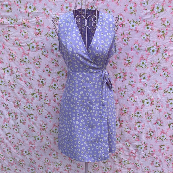 vintage romper purple cream floral  90s  | S-M | … - image 1