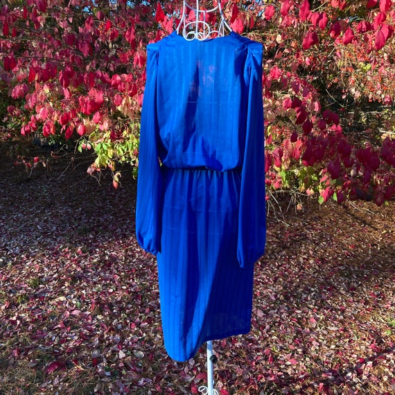 vtg vintage 70s 80s dress  blue 1970s 1980s  | S … - image 5