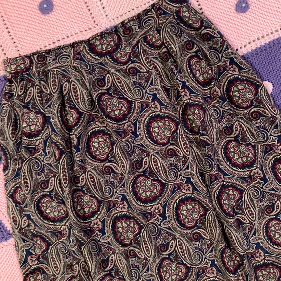 vintage 90s y2k skirt 1990s rayon maroon blue pai… - image 5