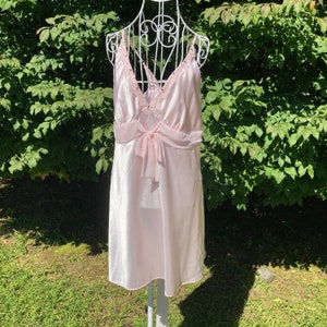 Vintage y2k slip babydoll dress pink rhinestones  |M - L| Linea Donatella