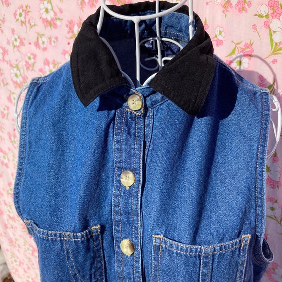 vintage cottage core denim dress 1990s cotton wes… - image 7