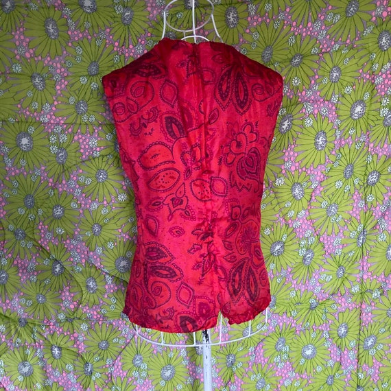 Vintage 60s 70s top bright pink orange S-M 1960s … - image 4