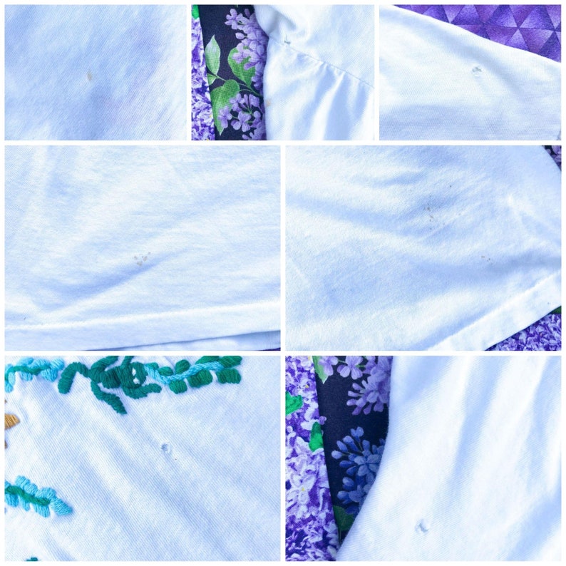 Vintage vtg embroidered animal distressed t shirt M L crop cropped 90s 80s 1990s thrashed embroidery tiger elephant