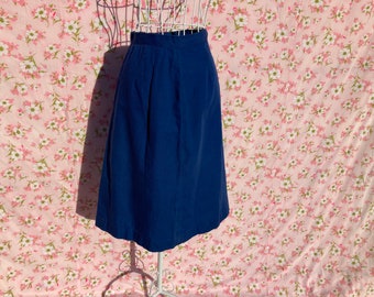 Vintage 60 / 70s a line skirt academia fades distressed navy blue 1970s 1960s 24" 25” waist XS academic