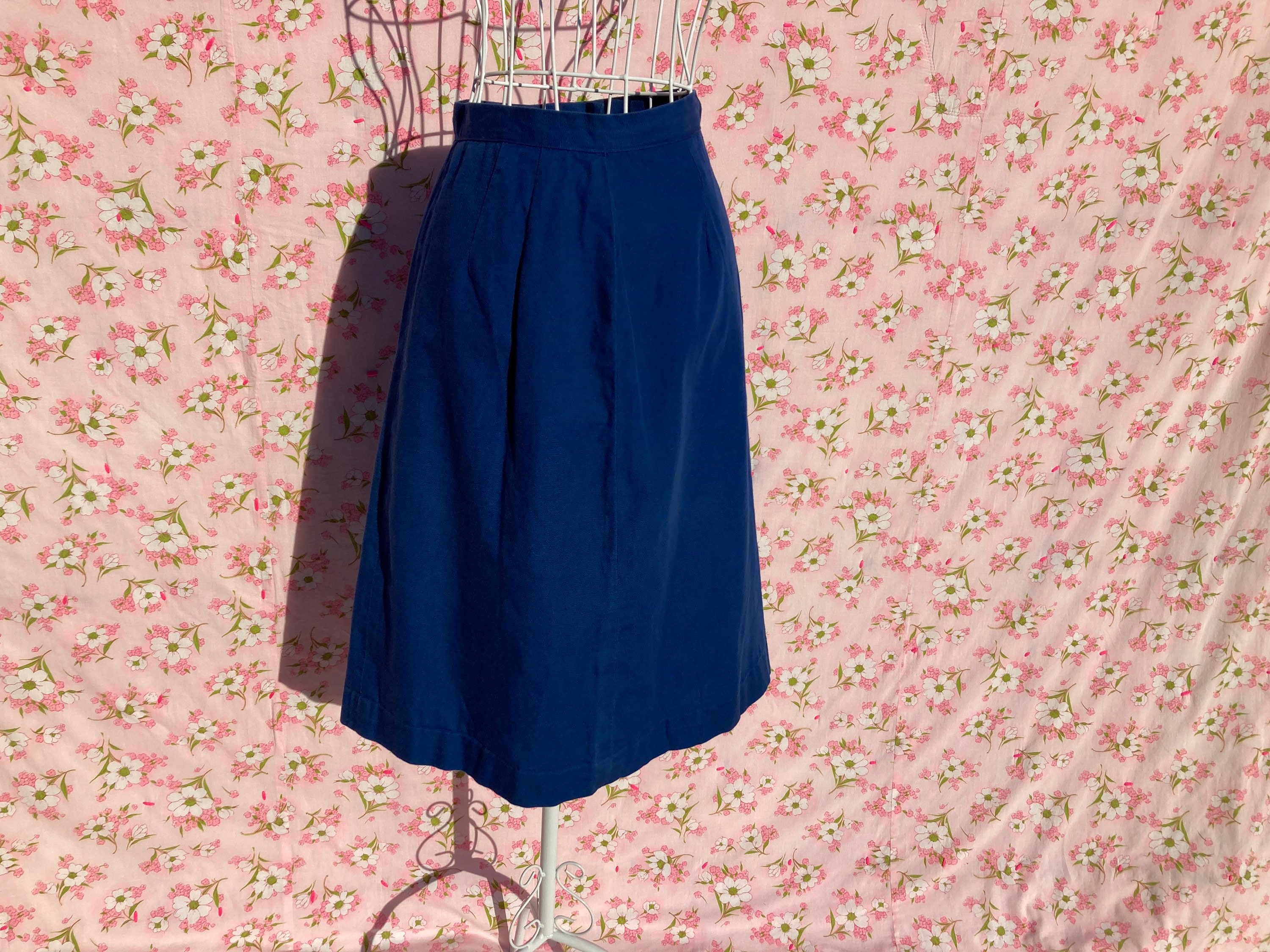 60〜70s codyroy skirt nevy Vintage Navy Corduroy Button Front Midi Skirt – Ever Thrift