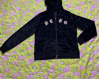 【KOOLOSET】Velvet Vegas Hood Zip-up Black Velour Zippered Hoodie - Engelic Uniforms