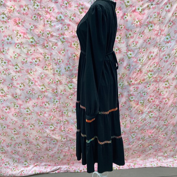 Vintage 70s black dress 1970s tiered ruffle flora… - image 8