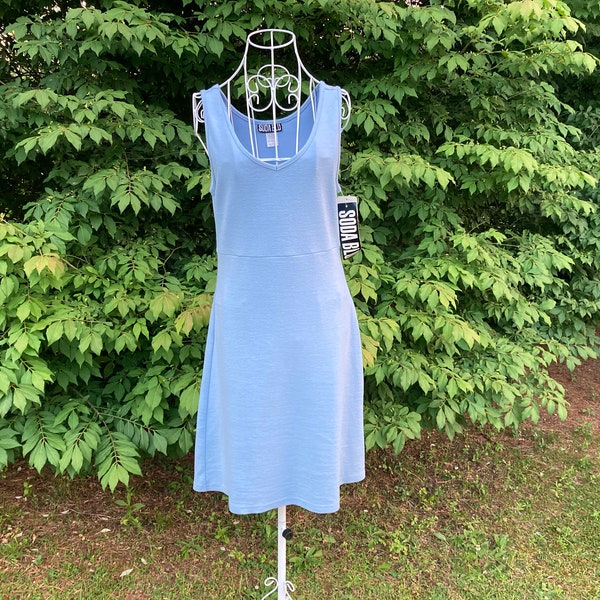 vintage 90s deadstock dress blue //S-M // NWT Soda Blu  made in USA minimal 1990s