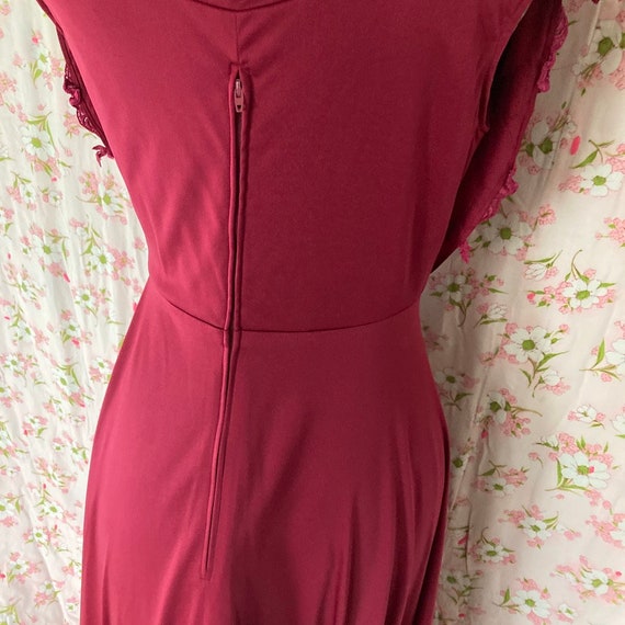 70s vintage maxi dress wine red XS-S 1970s maroon… - image 5