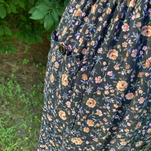 Vintage cottage core dress S-M 1990s navy blue floral print western farmcore Erika image 4