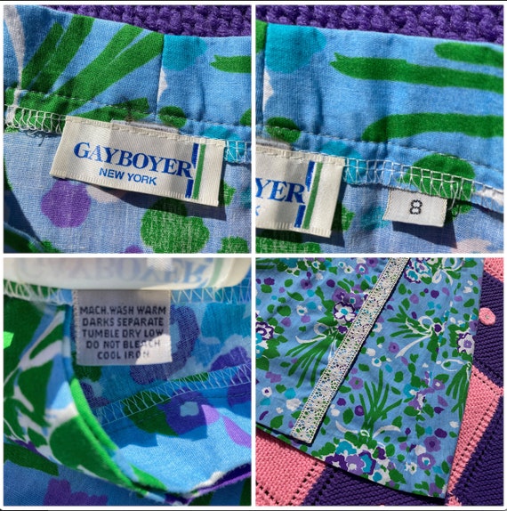 Vintage 70s skirt blue green purple floral print … - image 3