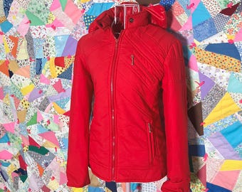 70s red jacket moto | S - M |  bright red Mossant Paris