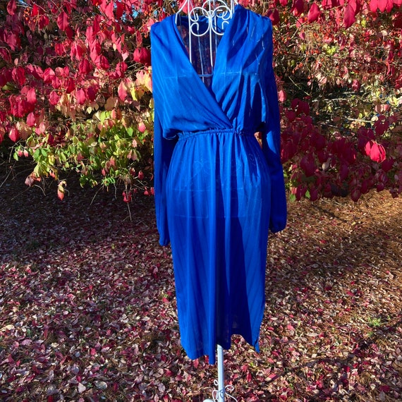 vtg vintage 70s 80s dress  blue 1970s 1980s  | S … - image 2