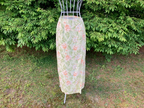 vintage skirt pastel floral yellow 1990s cottage … - image 1