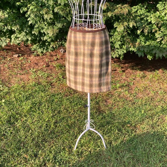 80s 90s vintage skirt pleated plaid cream brown |… - image 6