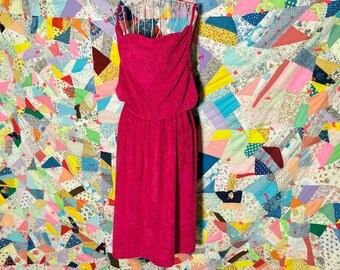 70s vintage dress bright pink retro mod | XS-S | terry cloth 1970s Niki - Lu