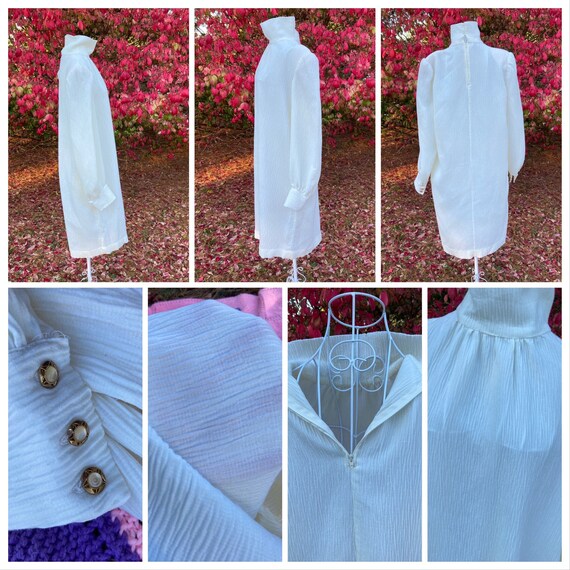 vtg vintage 70s 80s dress  ivory off white 1970s … - image 2