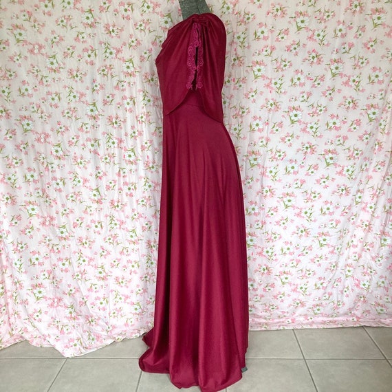 70s vintage maxi dress wine red XS-S 1970s maroon… - image 8