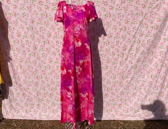 70s vintage maxi dress | S-M | Hawaiian floral pi… - image 1