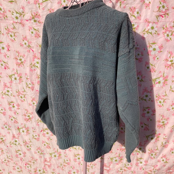 Vintage knit sweater 80s 90s teal | M-L | abstrac… - image 10