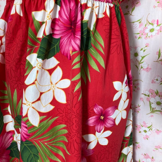 70s 80s vintage dress | S-M | Hawaiian floral red… - image 4