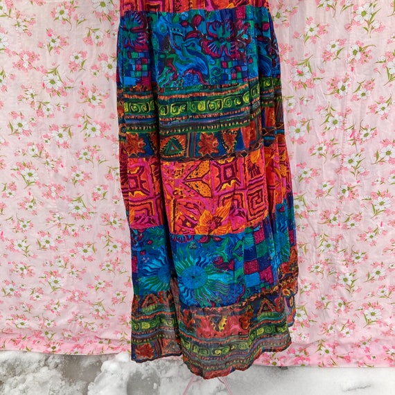 vintage 80s dress floral abstract colorful 1980s … - image 3