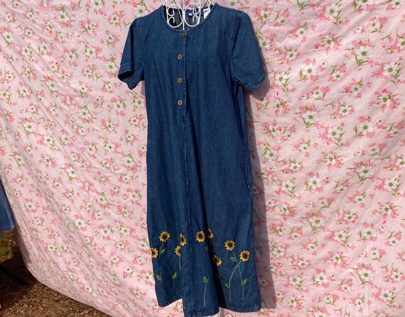 Denim sunflower dress sales