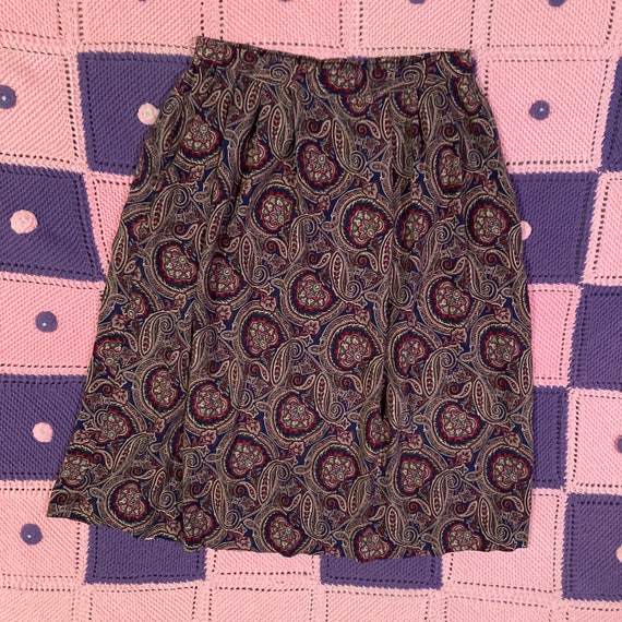 vintage 90s y2k skirt 1990s rayon maroon blue pai… - image 6