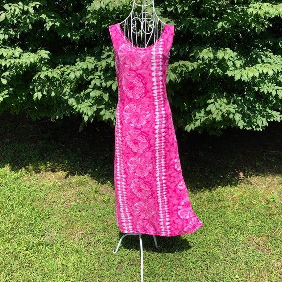 Vintage 90s Y2K dress  | M-L|  tie dye pink white… - image 1