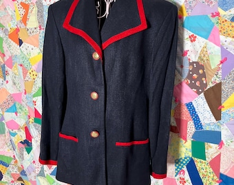 Vintage 80s blazer navy blue red  |S-M|  Y. Lev