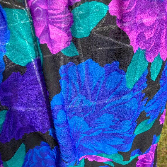 Vintage 70s skirt dark floral | S-M | pink purple… - image 3