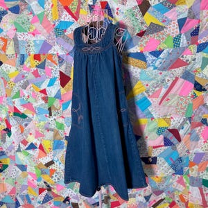 vintage 70s denim dress Jean | S - M | Cotton Embroidered Trapeze Joni Blair of California Style:EE50159BK Bridesmaids Dresses | Dimitra 2049362762786414592 1970s denim