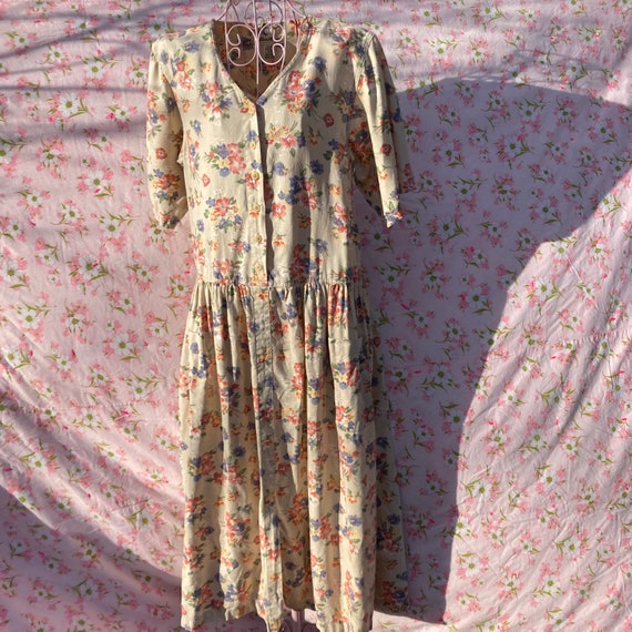 vintage 90s  dress linen Eddie Bauer |M-L|  cotta… - image 2