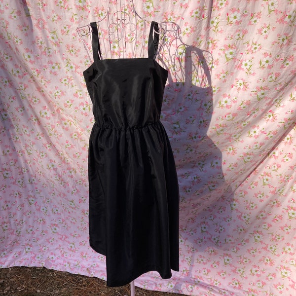 Vintage 80s dress black | XS-S | 1980s Caron Chicago minimal ballet core