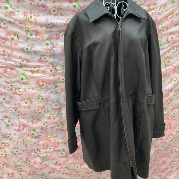 vtg early 2000s Eddie Bauer brown leather jacket … - image 3