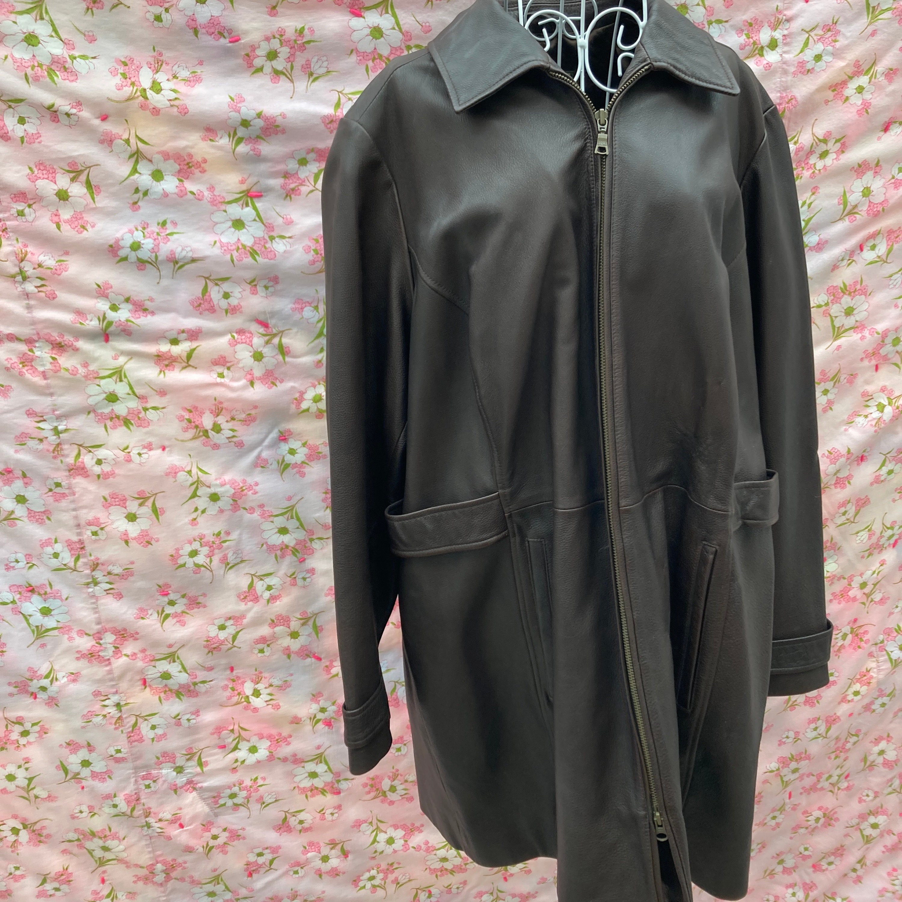 Vtg Early 2000s Eddie Bauer Brown Leather Jacket 100% Leather