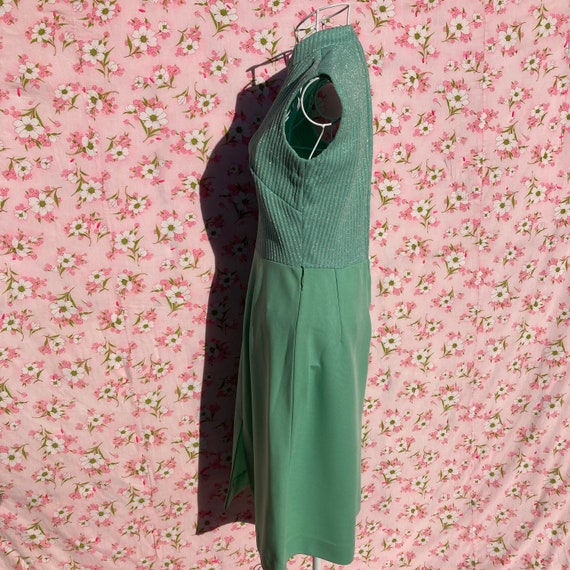 70s vintage dress mint pastel green silver S - M … - image 9