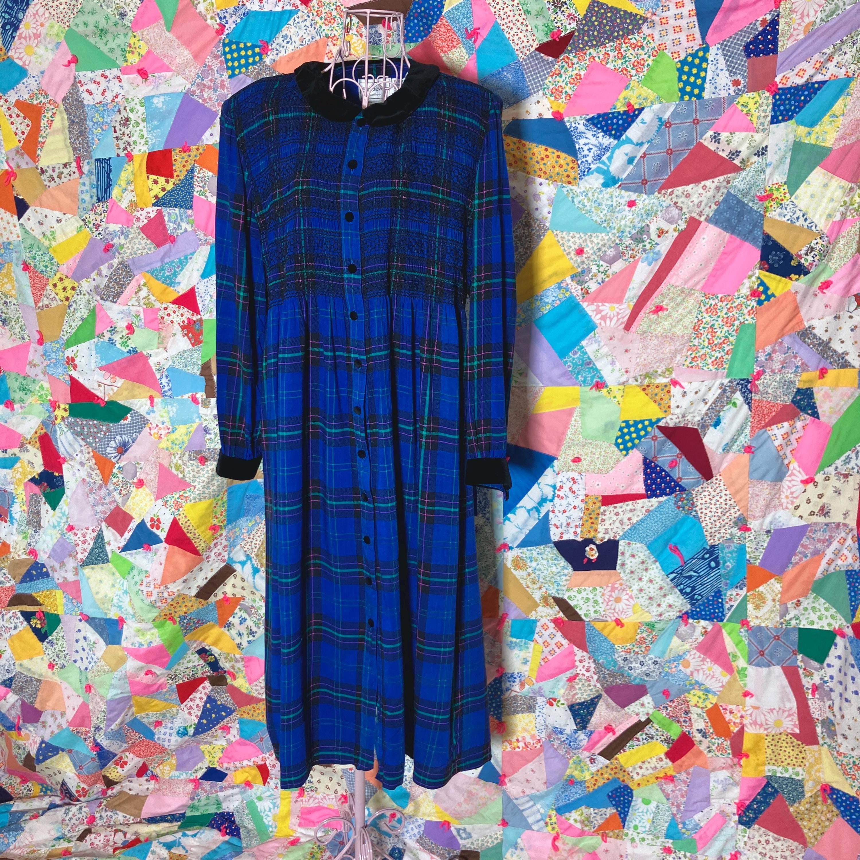 blue buffalo check dress Sourpuss Swallows Buffalo Plaid Dress in Blue – Mad Hatter Ink main image 0
