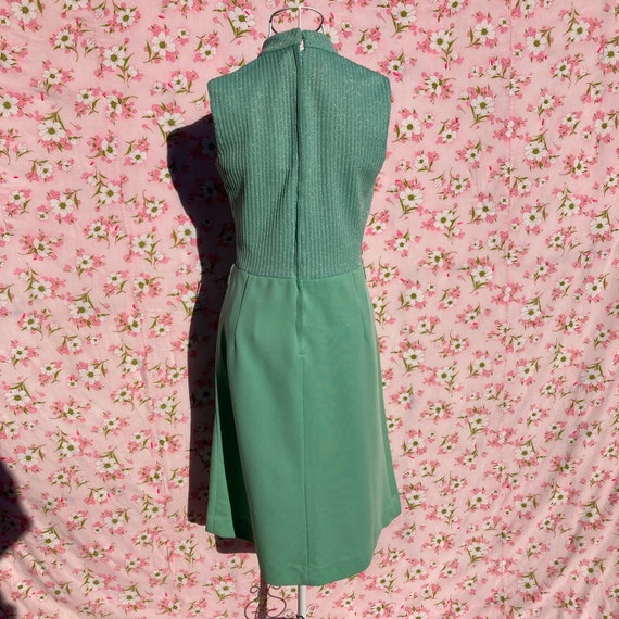 70s vintage dress mint pastel green silver S - M … - image 5