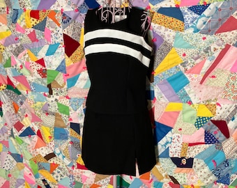 90s  vintage skirt and tank |xs| black white matching set  two piece Byer Too! California