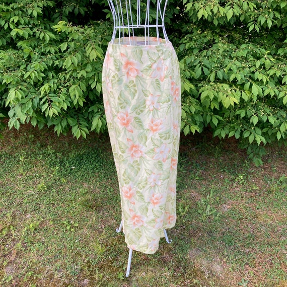 vintage skirt pastel floral yellow 1990s cottage … - image 2