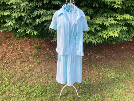 70s dress and top blue polyester 1970s | S - M | … - image 1