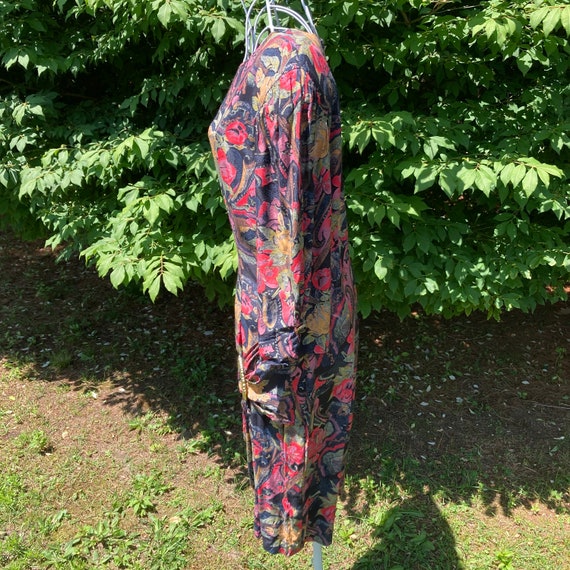 vintage 80s dress green red pink paisley floral p… - image 9