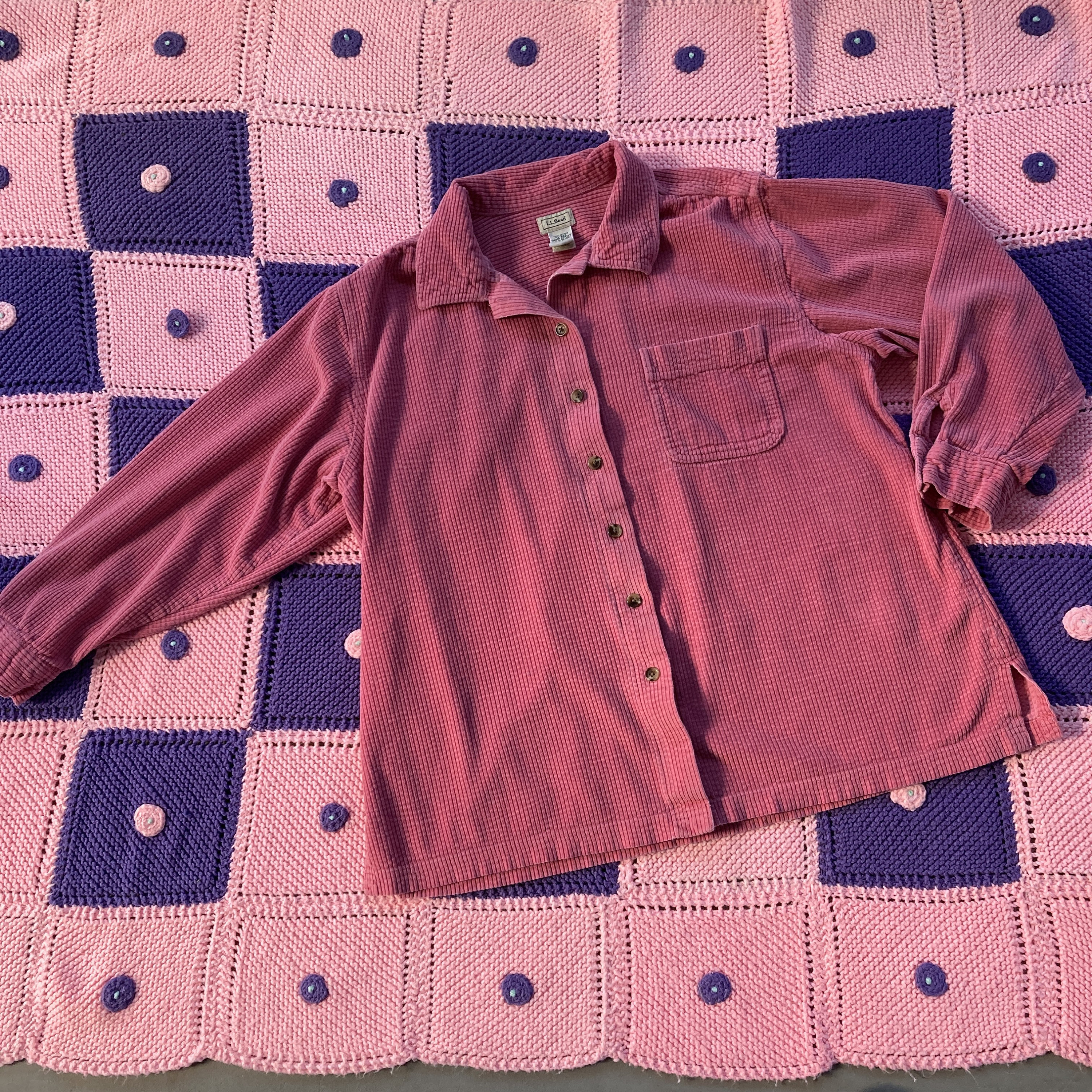 Vintage ll bean corduroy shacket shirt jacket coral pink 90s cottage core  grandma |M-XL| 1990s shirt button up wide wale