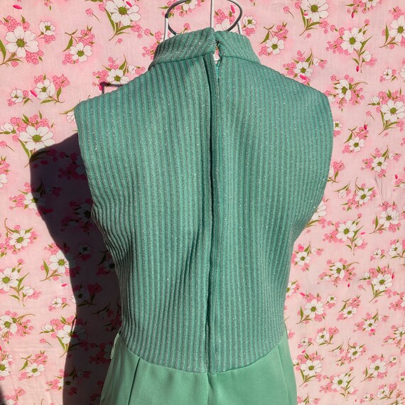 70s vintage dress mint pastel green silver S - M … - image 10