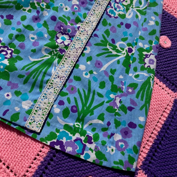 Vintage 70s skirt blue green purple floral print … - image 4