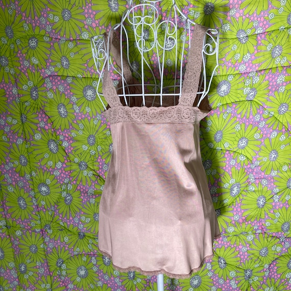 Vintage vtg slip top  beige  | XS-S| 80s 90s nylo… - image 5