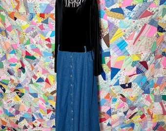 vintage 90s dress denim  maxi cotton jeanvelvet |M-L| Coldwater Creek